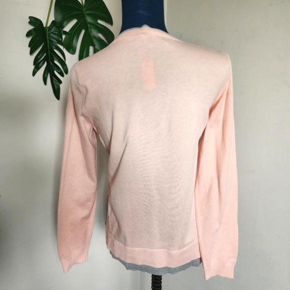 Talbots Layered Look V-neck Pink Grey Sweater NWT - Picture 7 of 9